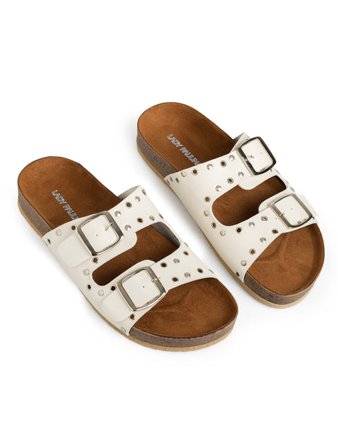 Sandalia Plana Latte Doble Hebilla 458001