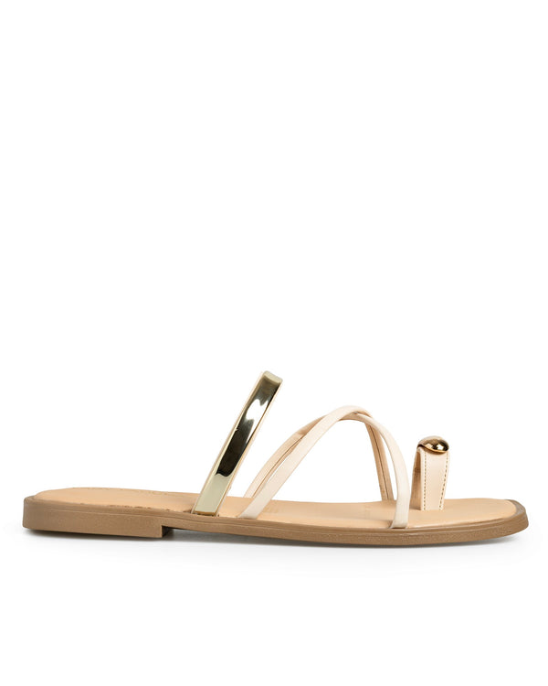 Sandalia Plana Latte Tiras 469002