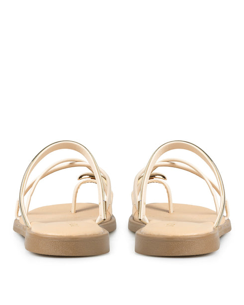 Sandalia Plana Latte Tiras 469002