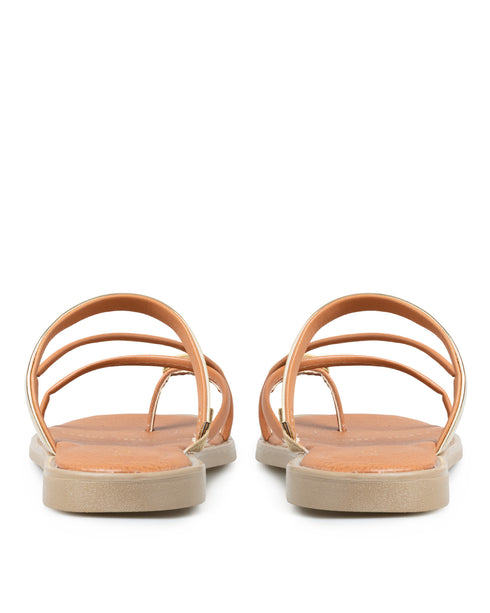 Sandalia Plana Miel Tiras 469002