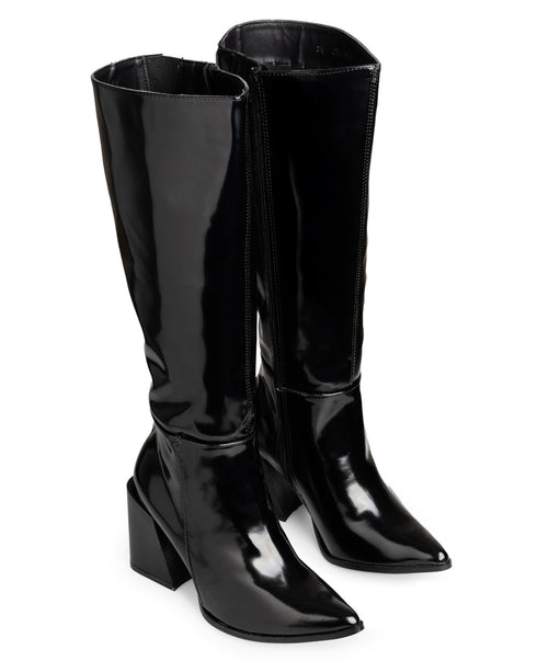 Bota Negra Charol Punta Picuda 5005KR