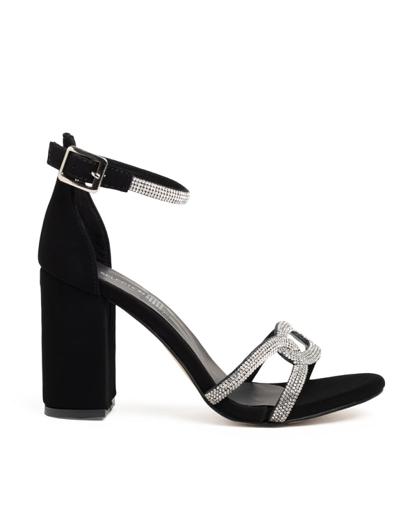 Sandalia Negra Tiras Glittler 925