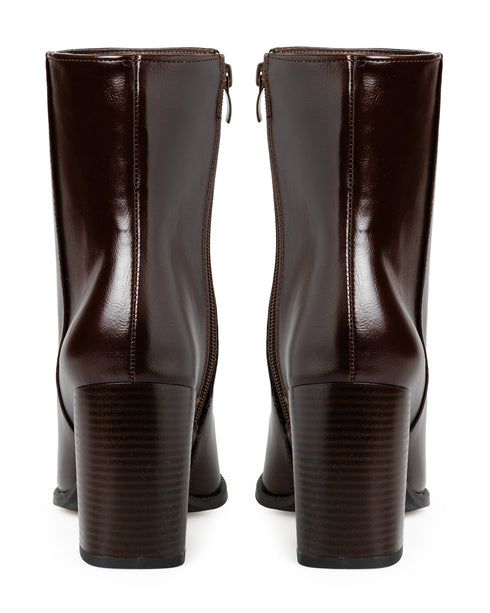 Bota Café Lisa Picuda Tacón Cuadrado 550001