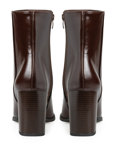 Bota Café Lisa Picuda Tacón Cuadrado 550001