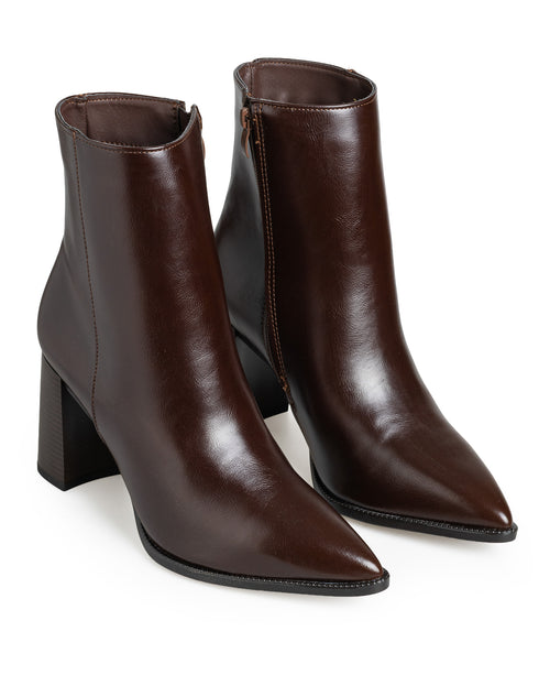 Bota Café Lisa Picuda Tacón Cuadrado 550001