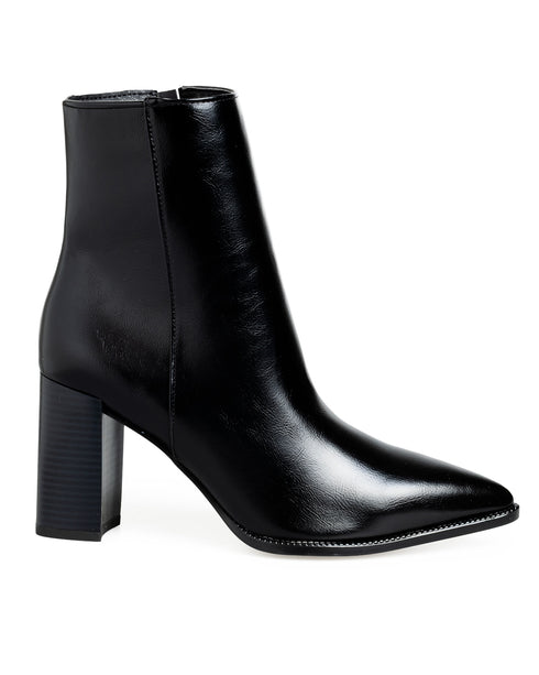 Bota Negra Lisa Picuda Tacón Cuadrado 550001