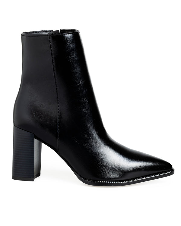 Bota Negra Lisa Picuda Tacón Cuadrado 550001