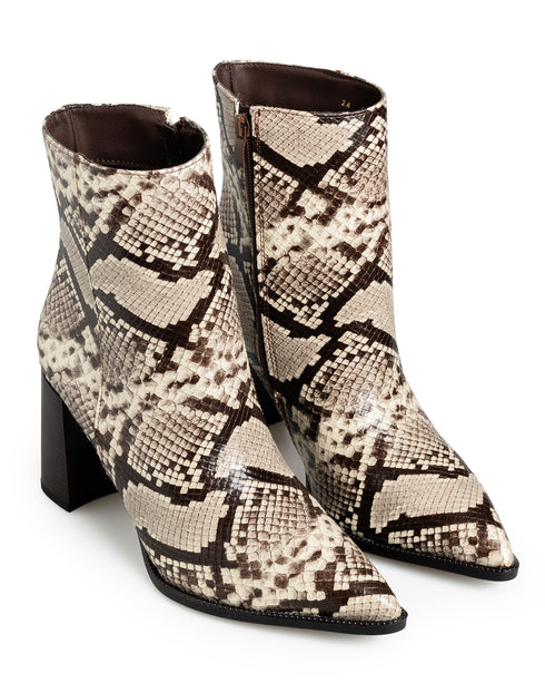 Bota Víbora Beige Picuda Tacón Cuadrado 550001