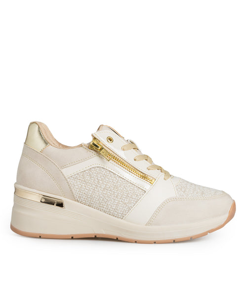 Tenis Beige Suela Cuña 591005