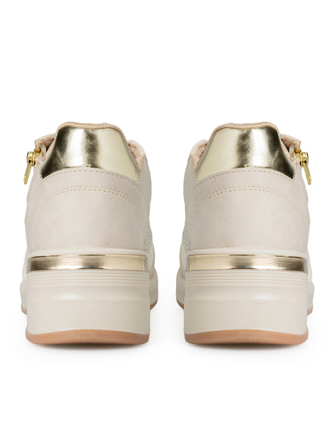 Tenis Beige Suela Cuña 591005