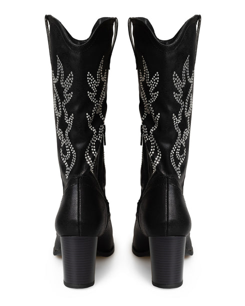 Bota Vaquera Negra Estoperoles 65712MD