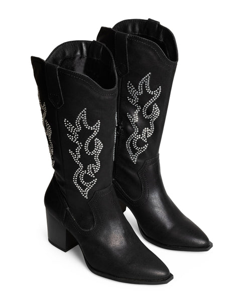 Bota Vaquera Negra Estoperoles 65712MD