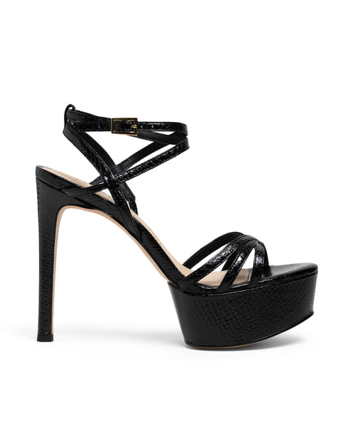 Sandalia Plataforma Negra Snake Tacón Fino 11302