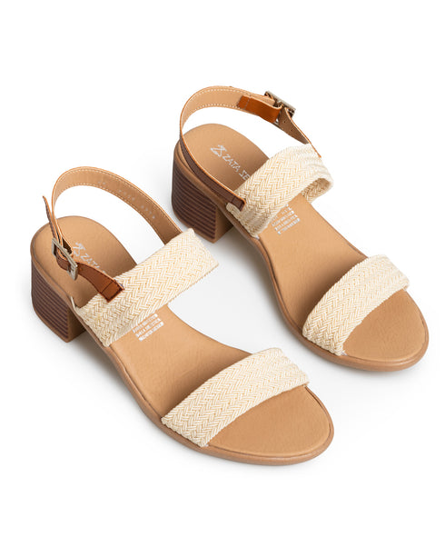 Sandalia Beige Doble Tira Tejida 7116MD