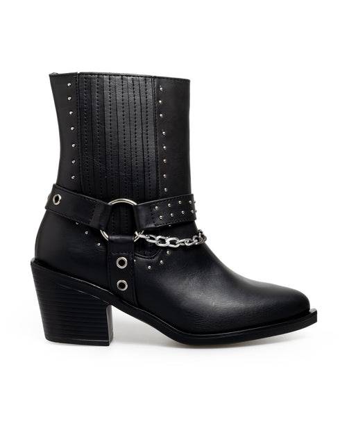 Bota Vaquera Negra Cadena 7502LC