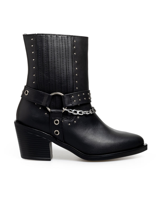 Bota Vaquera Negra Cadena 7502LC