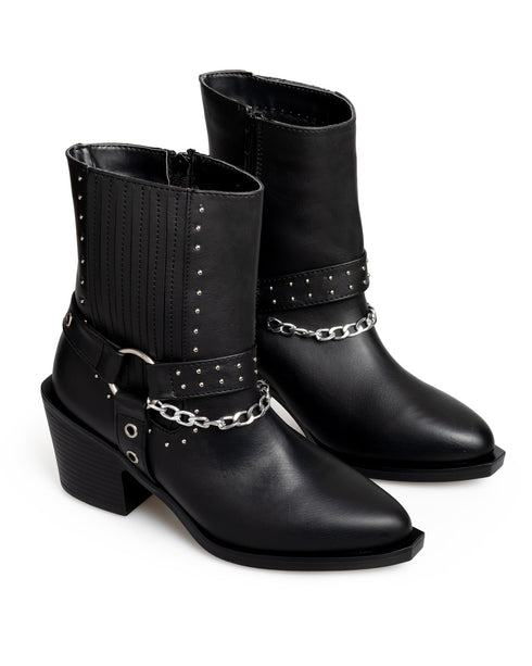 Bota Vaquera Negra Cadena 7502LC