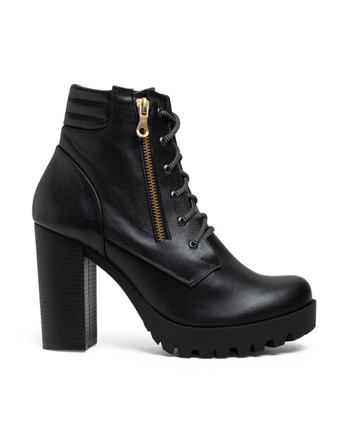 Botín Negro Con Tacón Tipo Combat 2517