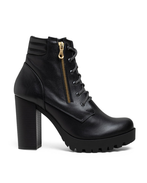 Botín Negro Con Tacón Tipo Combat 2517