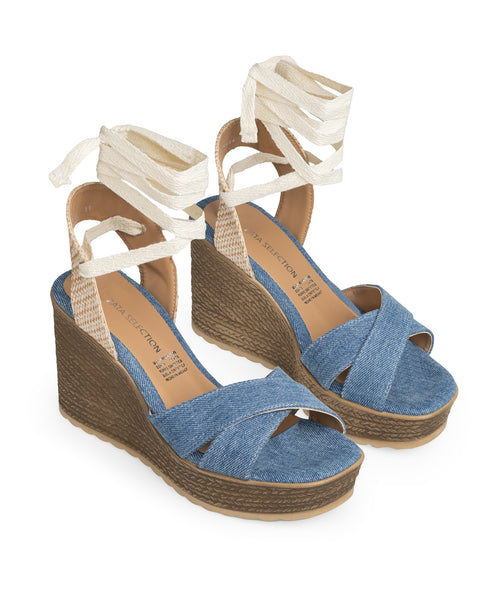 Plataforma Mezclilla Lace Up Suela Cuña 8604MD