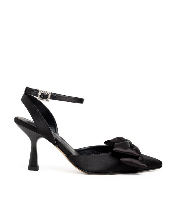 Zapatilla Negra Ankle Strap Moño 334704