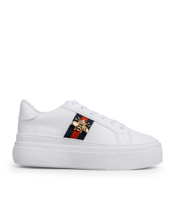 Tenis Blanco Suela Ancha Abeja Dorada 9761SH