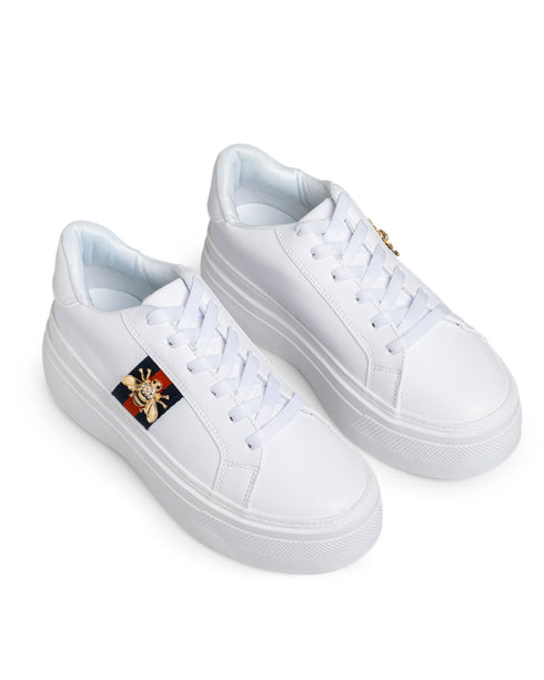 Tenis Blanco Suela Ancha Abeja Dorada 9761SH