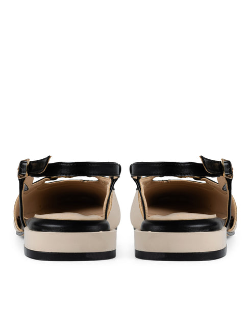 Balerina Beige Slingback Tiras Negras 9005
