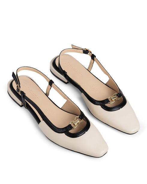 Balerina Beige Slingback Tiras Negras 9005