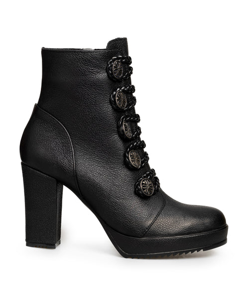 Botín Negro Botones Tacón Alto 15601