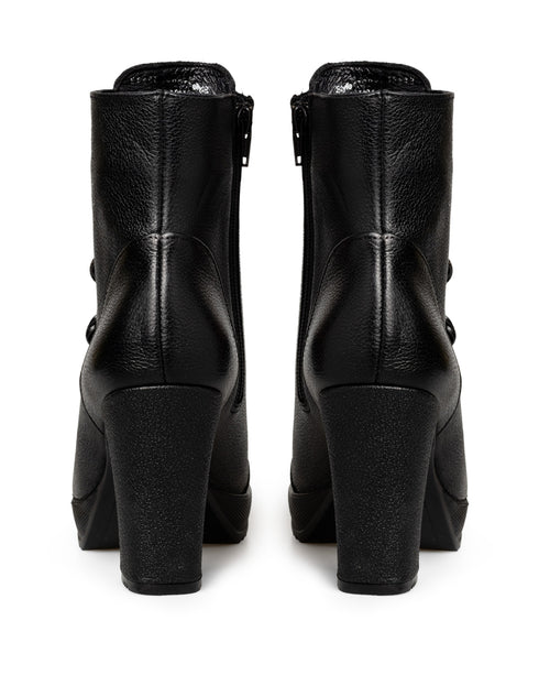 Botín Negro Botones Tacón Alto 15601