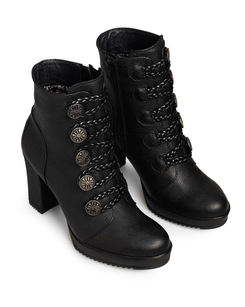 Botín Negro Botones Tacón Alto 15601