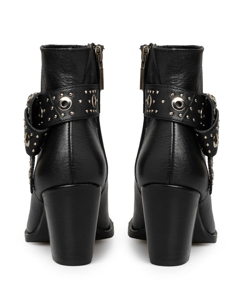 Botin Negro Picudo Hebilla Con Estoperoles 20399