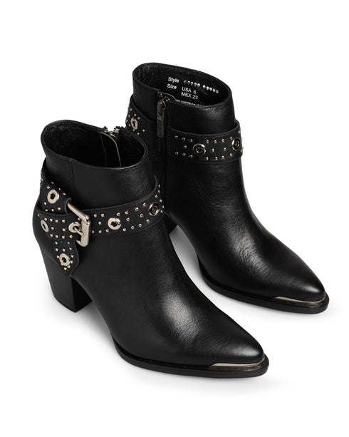 Botin Negro Picudo Hebilla Con Estoperoles 20399