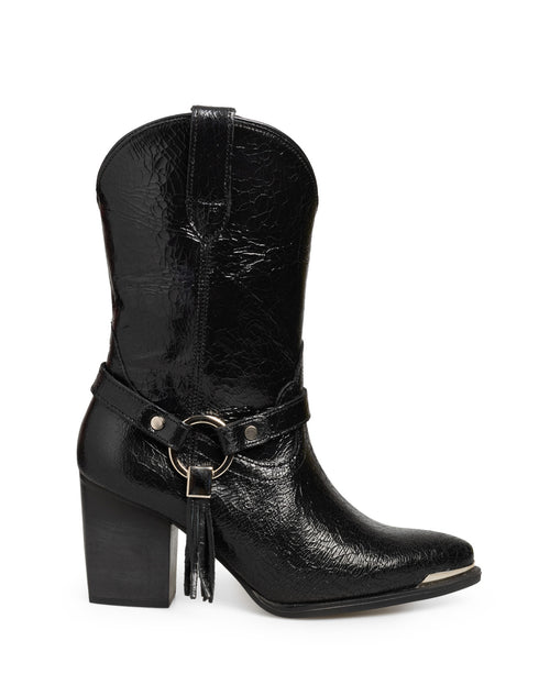 Bota Vaquera Negra Hebilla Circular 20391