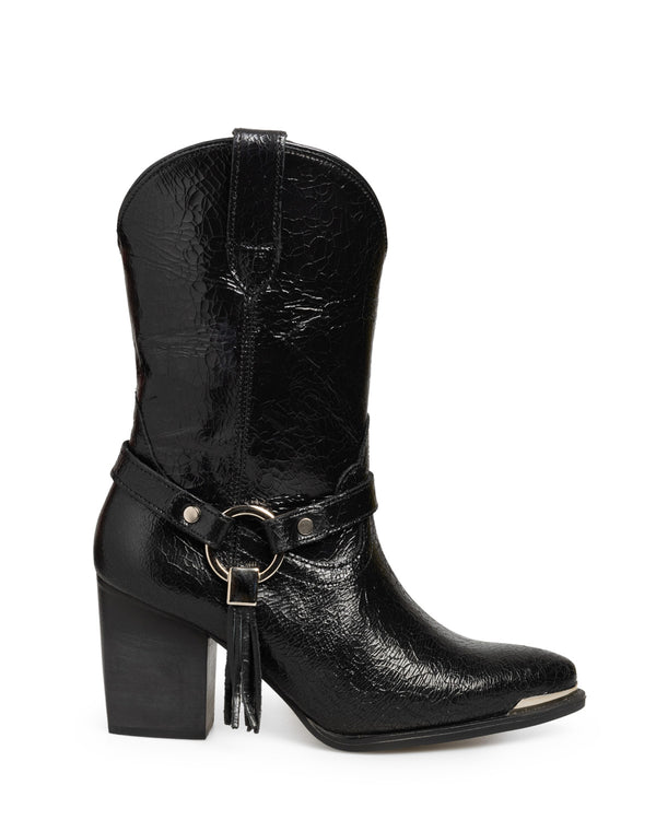 Bota Vaquera Negra Hebilla Circular 20391