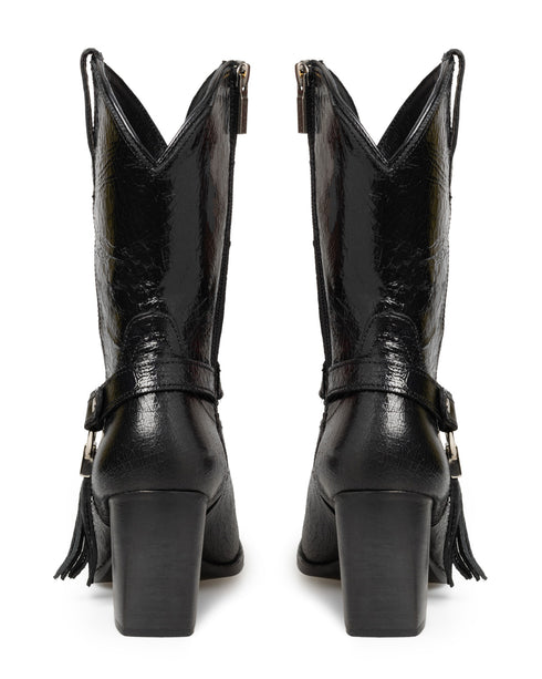 Bota Vaquera Negra Hebilla Circular 20391