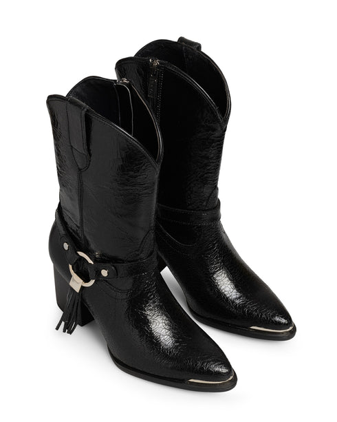 Bota Vaquera Negra Hebilla Circular 20391