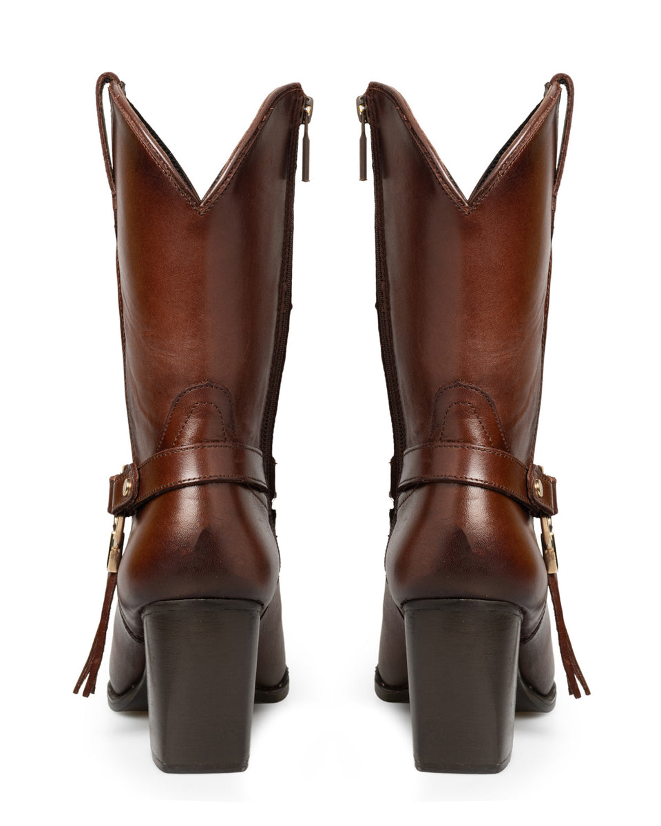 Bota Vaquera Café Hebilla Circular 20391 – Zata Selection