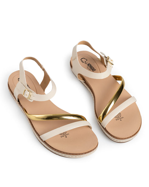 Sandalia Latte Tira Dorada MD20355