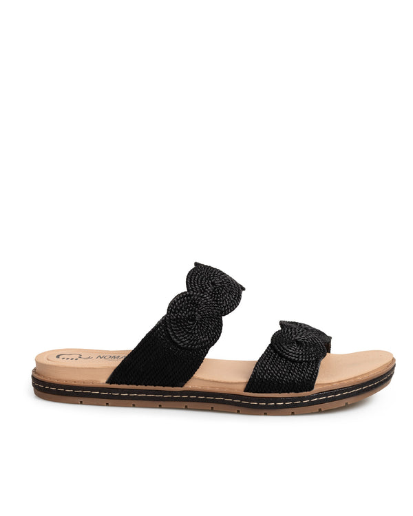 Sandalia Plana Negra Círculos MD20403