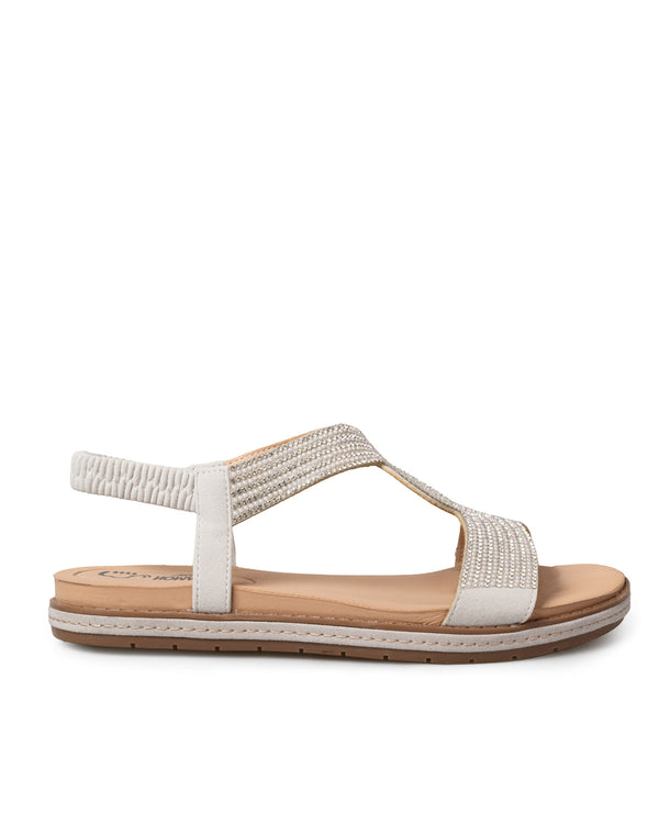 Sandalia Plana Plata Brillos MD20475