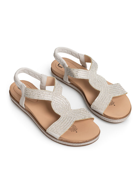 Sandalia Plana Plata Brillos MD20475