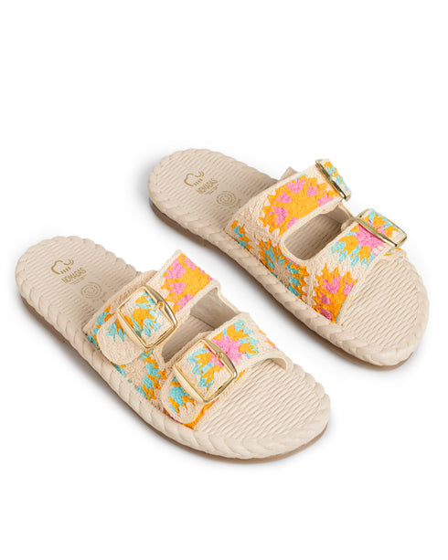Sandalia Plana Doble Hebilla Multicolor MD36866