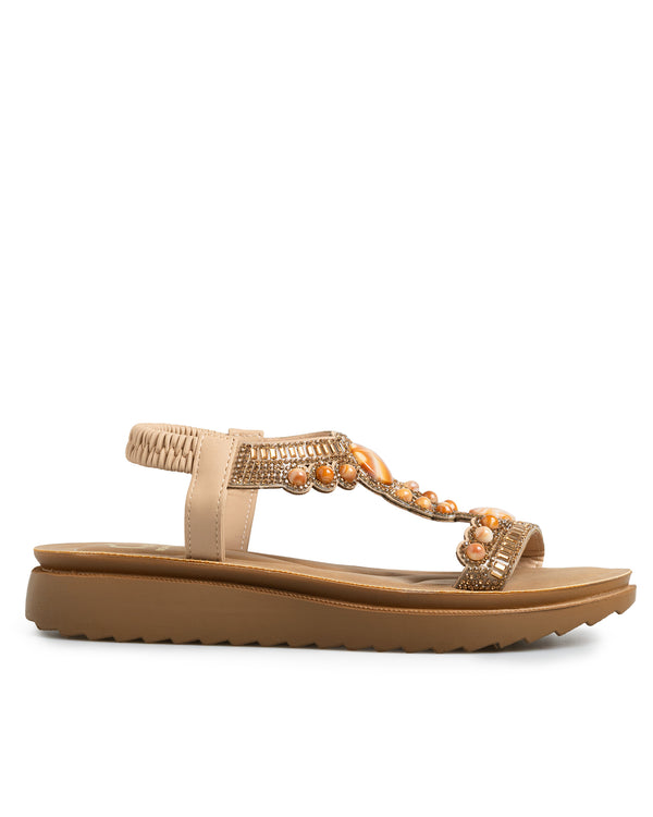 Sandalia Nude Tiras Piedras MD71512