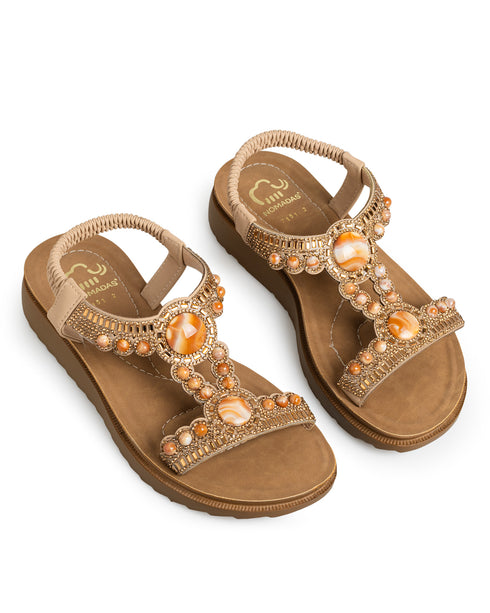 Sandalia Nude Tiras Piedras MD71512