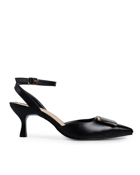 Zapatilla Negra Ankle Strap Hebilla 169