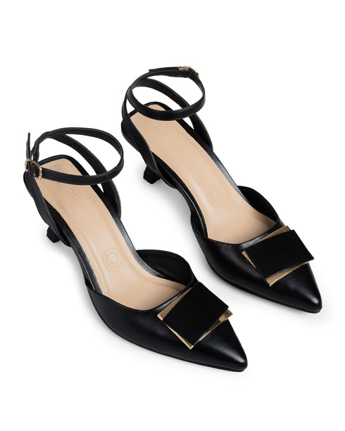 Zapatilla Negra Ankle Strap Hebilla 169