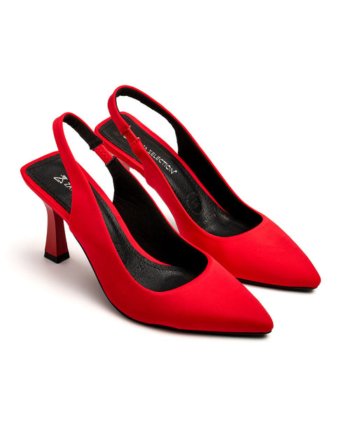 Zapatilla Slingback Roja Punta Picuda 98008