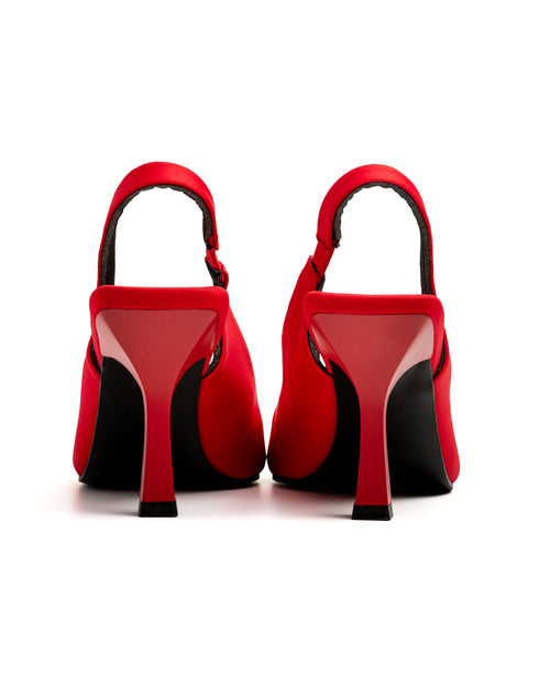 Zapatilla Slingback Roja Punta Picuda 98008